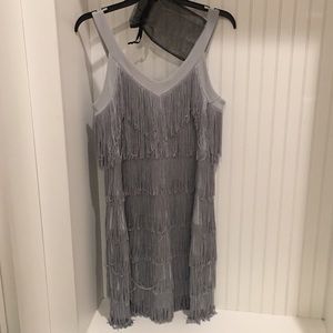 White House Black Market silver fringe dress.